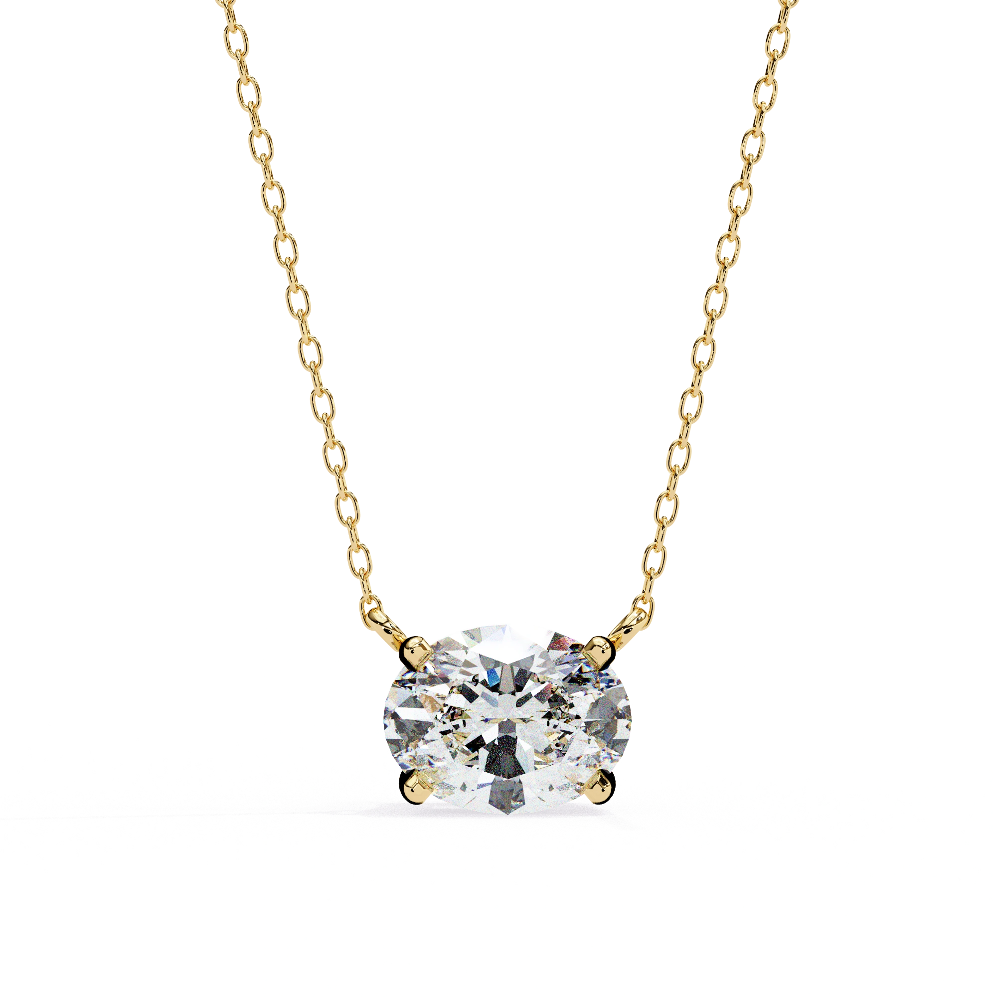 3 Ct Cushion Lab Diamond Solitaire Necklace Yellow Gold Lab Diamond