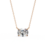 3 Ct Oval Lab Diamond Solitaire Necklace Yellow Gold
