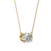 3 Ct Cushion Lab Diamond Solitaire Necklace Yellow Gold