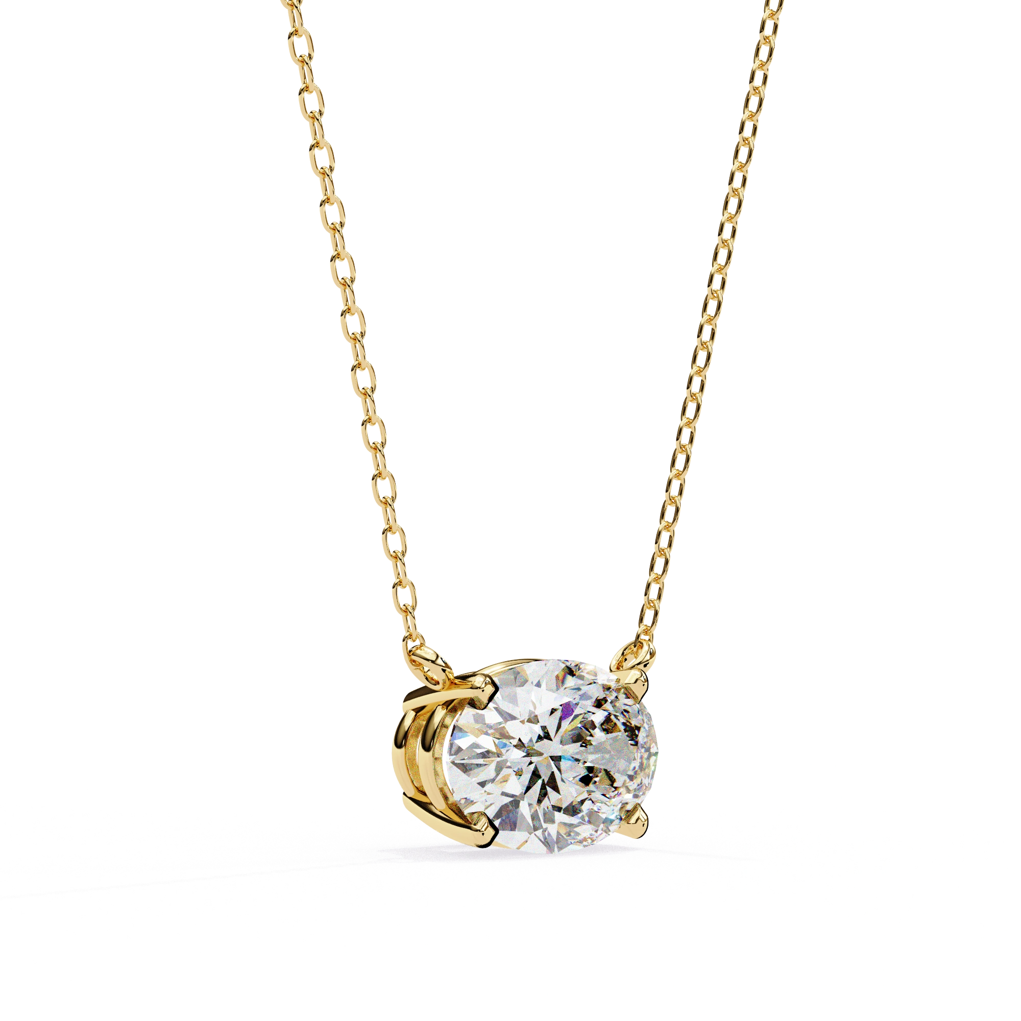 3 Ct Cushion Lab Diamond Solitaire Necklace Yellow Gold