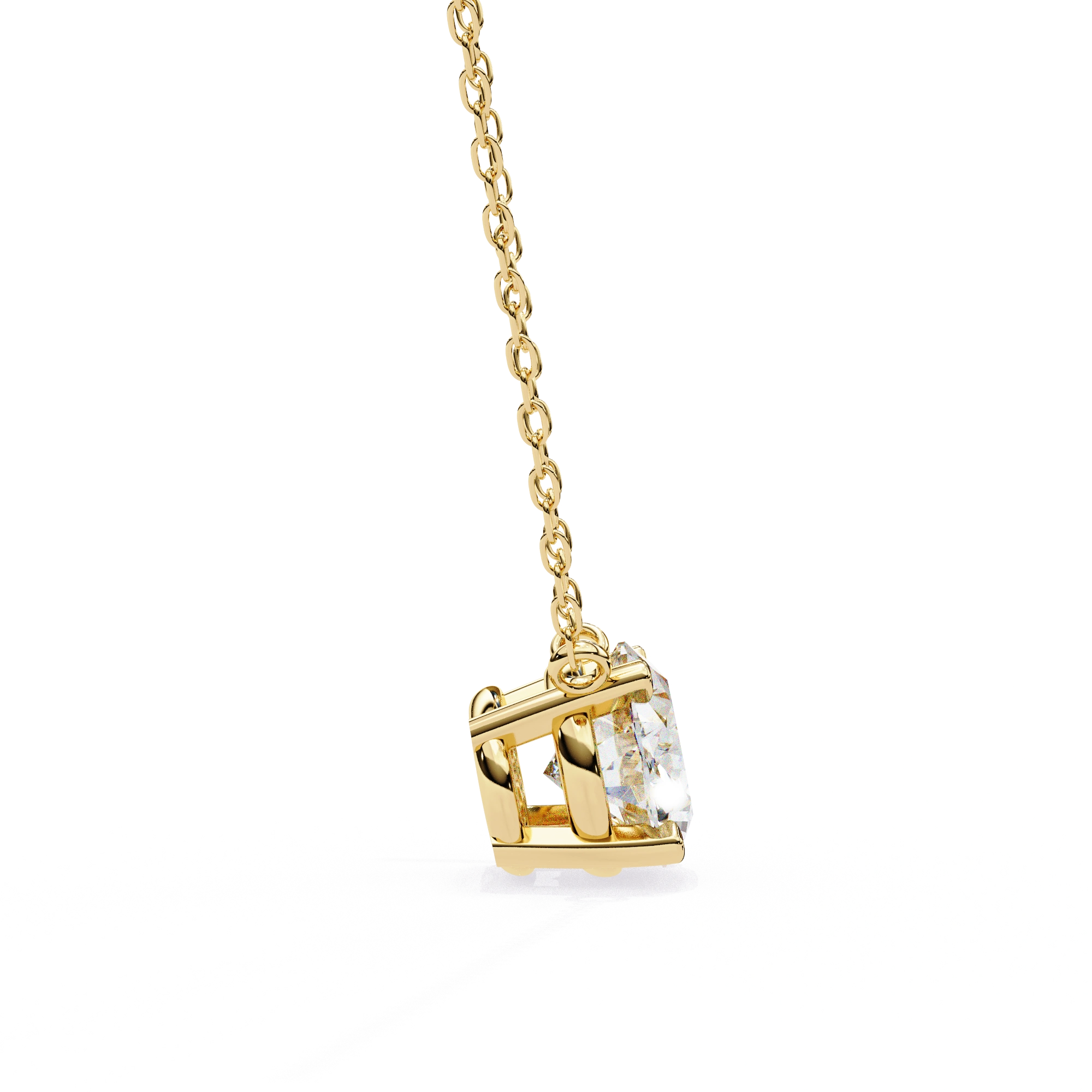 3 Ct Cushion Lab Diamond Solitaire Necklace Yellow Gold