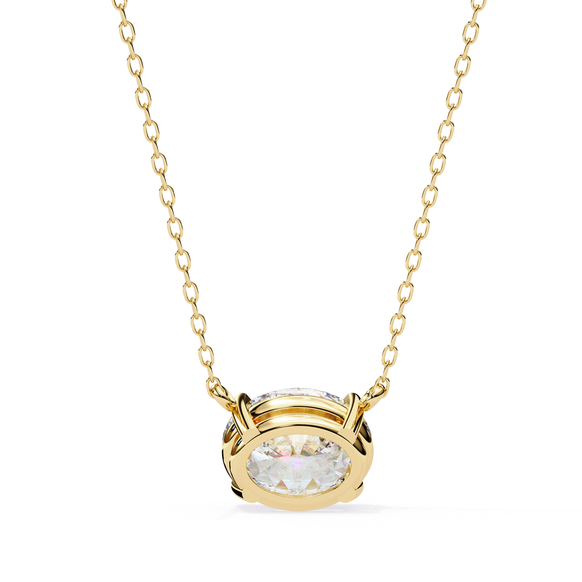 3 Ct Cushion Lab Diamond Solitaire Necklace Yellow Gold