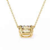 3 Ct Cushion Lab Diamond Solitaire Necklace Yellow Gold