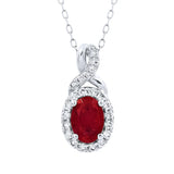 3.10 Carat Oval Ruby Gemstone Halo Pendant In White Gold