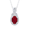 3.10 Carat Oval Ruby Gemstone Halo Pendant In White Gold