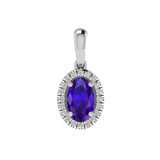 3.10 Carat Oval Sapphire Gemstone Halo Pendant in White Gold