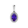 3.10 Carat Oval Sapphire Gemstone Halo Pendant in White Gold