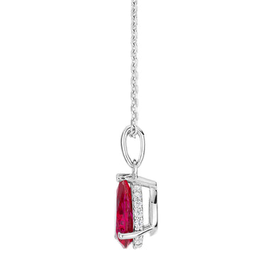 3.10 Carat Pear Ruby Gemstone Prong Setting Hidden Halo Pendant