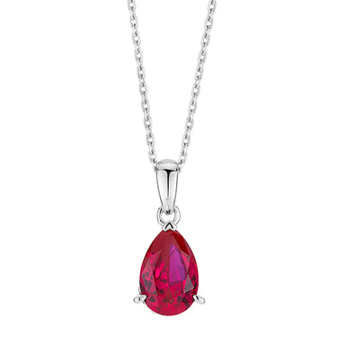 3.10 Carat Pear Ruby Gemstone Prong Setting Hidden Halo Pendant