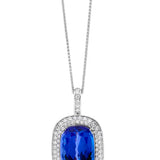 3.20 Carat Oval Tanzanite Gemstone Doble Halo Pendant 