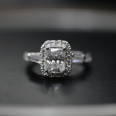 3.20 Carat Radiant Cut 3 Stone Engagement Ring
