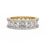 3.50 Carat Princess & Round Cut Diamond Wedding Band In Yellow Gold