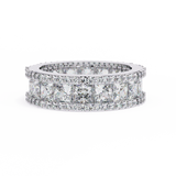 3.50 Carat Princess & Round Cut Diamond Wedding Band In White Gold