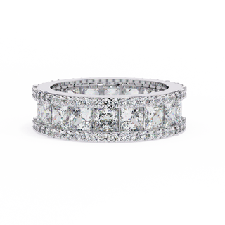 3.50 Carat Princess & Round Cut Diamond Wedding Band In White Gold