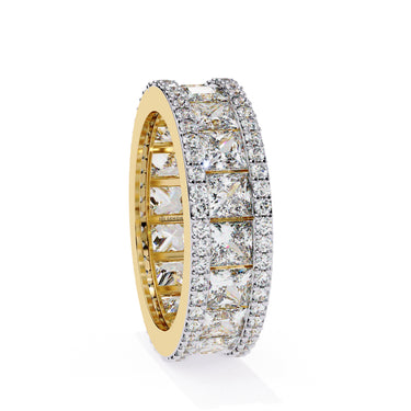 3.50 Carat Princess & Round Cut Diamond Wedding Band In Yellow Gold