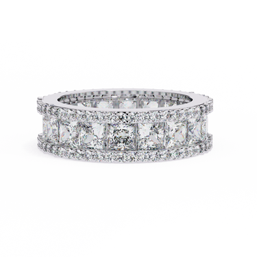 3.50 Carat Princess & Round Cut Diamond Wedding Band In White Gold