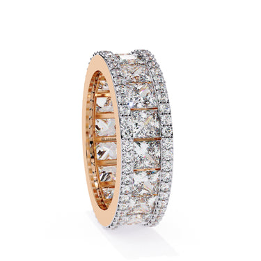 3.50 Carat Princess & Round Cut Diamond Wedding Band In Rose Gold