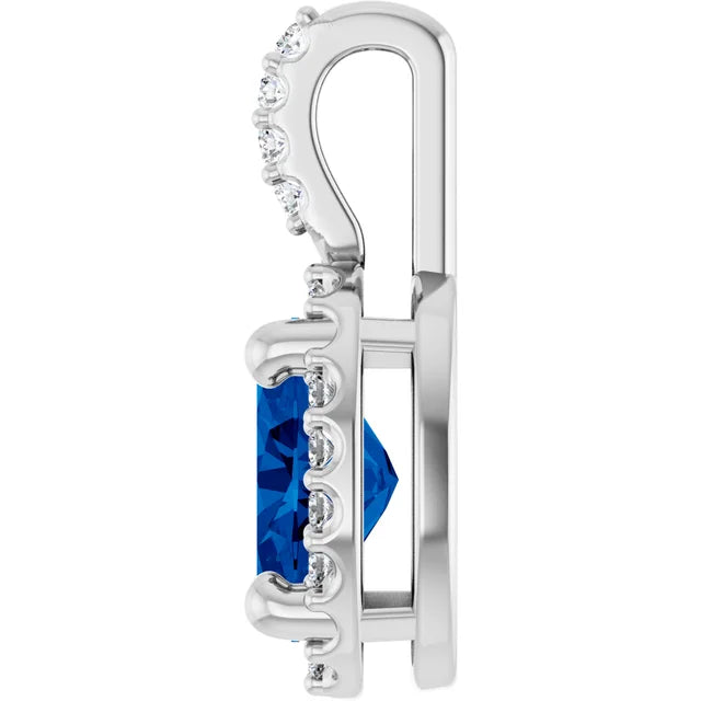 3.50 Ct Oval Sapphire Gemstone 4 Prong Setting Halo Pendant