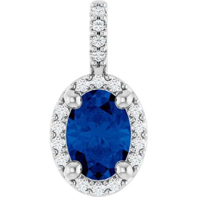 3.50 Ct Oval Sapphire Gemstone 4 Prong Setting Halo Pendant