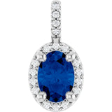 3.50 Ct Oval Sapphire Gemstone 4 Prong Setting Halo Pendant