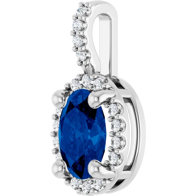 3.50 Ct Oval Sapphire Gemstone 4 Prong Setting Halo Pendant