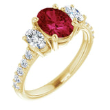 3.50 Carat Oval Ruby Prong Setting Gemstone Ring In Yellow Gold