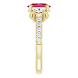 3.50 Carat Oval Ruby Prong Setting Gemstone Ring In Yellow Gold