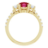 3.50 Carat Oval Ruby Prong Setting Gemstone Ring In Yellow Gold