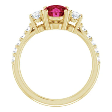 3.50 Carat Oval Ruby Prong Setting Gemstone Ring In Yellow Gold