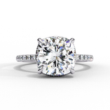 3.55 Carat Cushion Cut Hidden Halo Lab Diamond Engagement Ring In White Gold