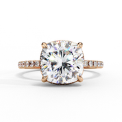 Cushion Cut Halo Lab Grown Diamond Ring 18K Rose Gold Lab Diamond Engagement Rings