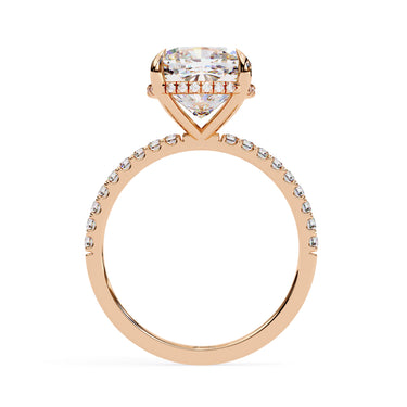 3.55 Carat Cushion Cut Hidden Halo Lab Diamond Engagement Ring In Rose Gold