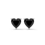 3.60 Carat Heart Shape Black Diamond Stud Earrings in White Gold