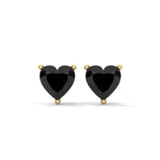 3.60 Carat Heart Shape Black Diamond Stud Earrings in White Gold 18K Yellow Gold