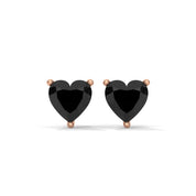3.60 Carat Heart Shape Black Diamond Stud Earrings in White Gold 18K Rose Gold