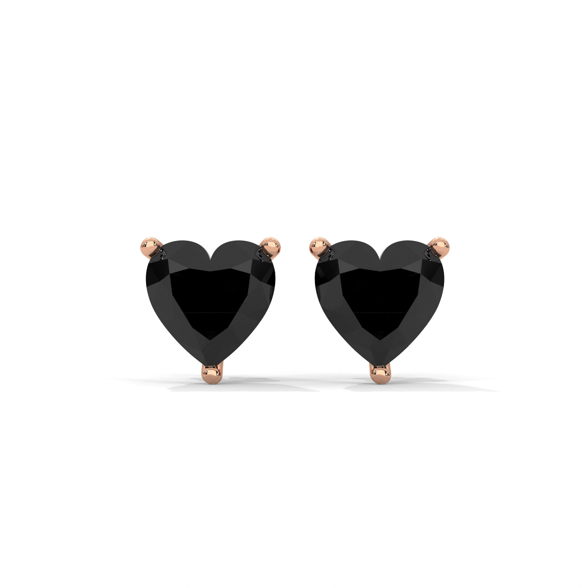 3.60 Carat Heart Shape Black Diamond Stud Earrings in White Gold 18K Rose Gold