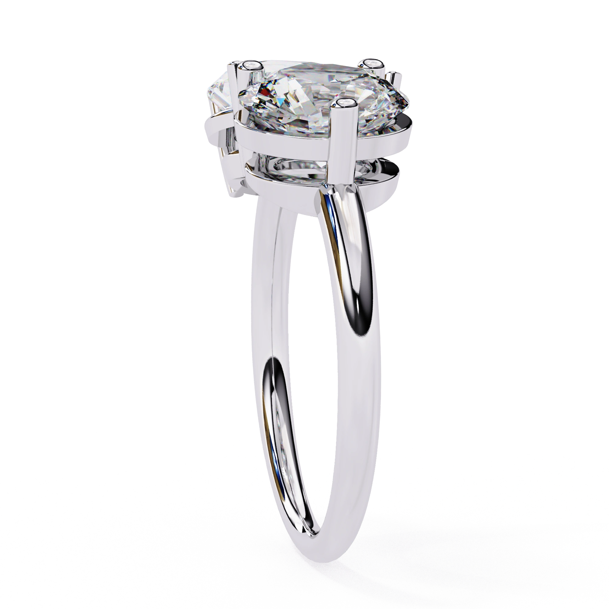 3.71 Ct Lab Grown Diamond Ring Toi Et Moi Double Stone Rings