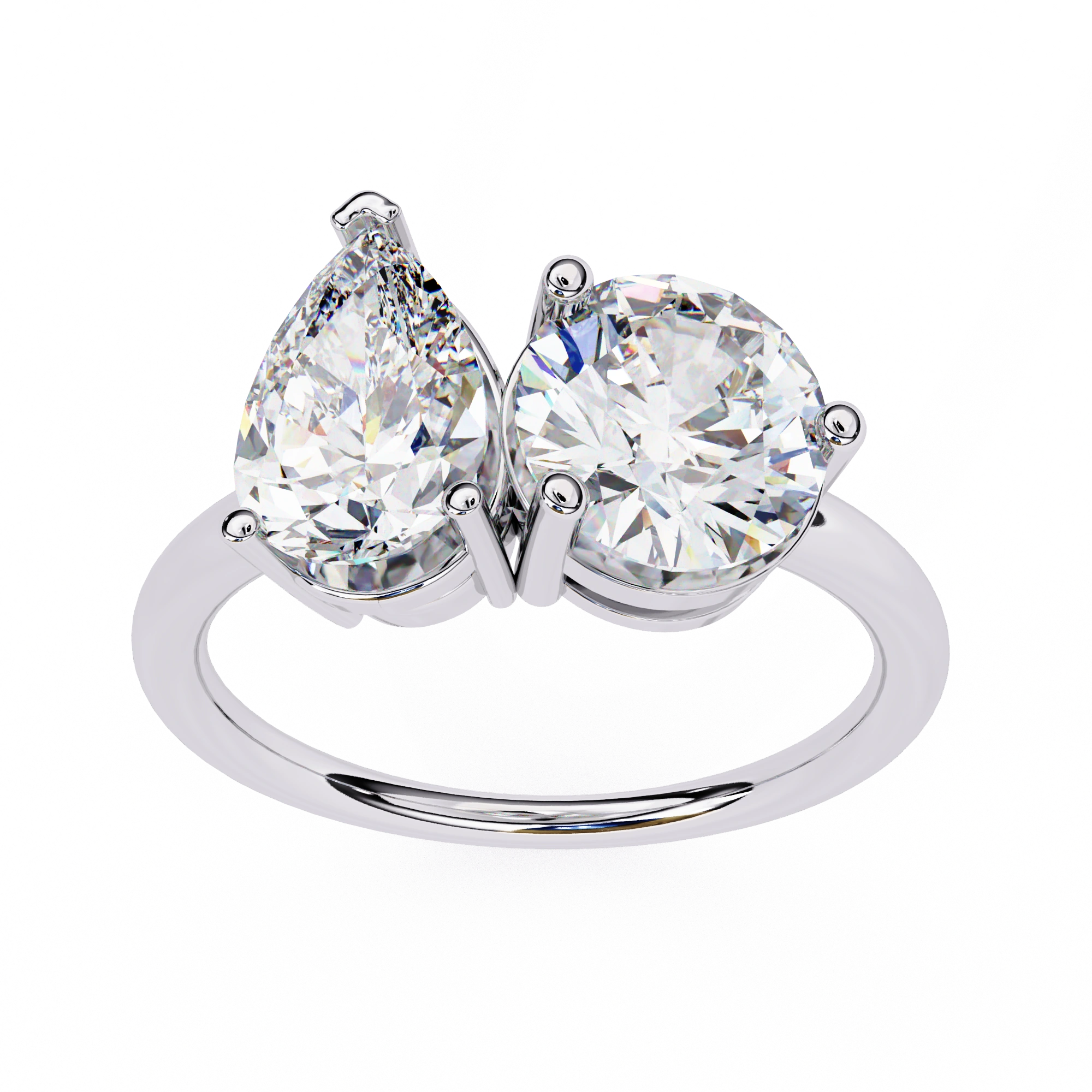 3.71 Ct Lab Grown Diamond Ring Toi Et Moi Double Stone Rings