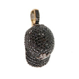 3.78 Carat Baseball Cap Black And White Diamond Pendant In Yellow Gold 