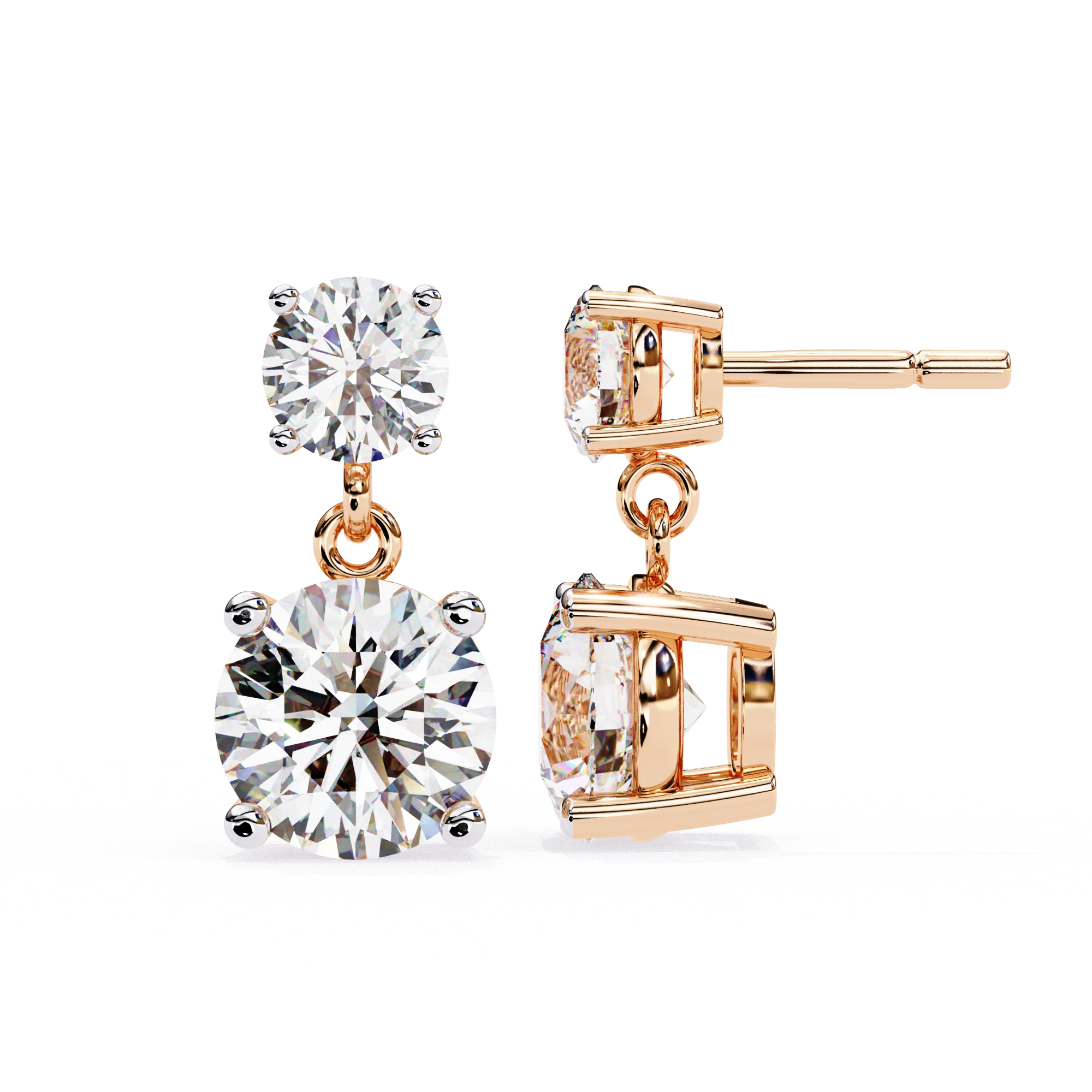 3.90 Ct Lab White Diamond Drop Earrings Rose Gold