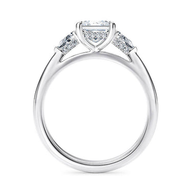 1.35 Carat Princess And Pear Cut Prong Setting Three Stone Lab Diamond Engagement Ring In White Gold