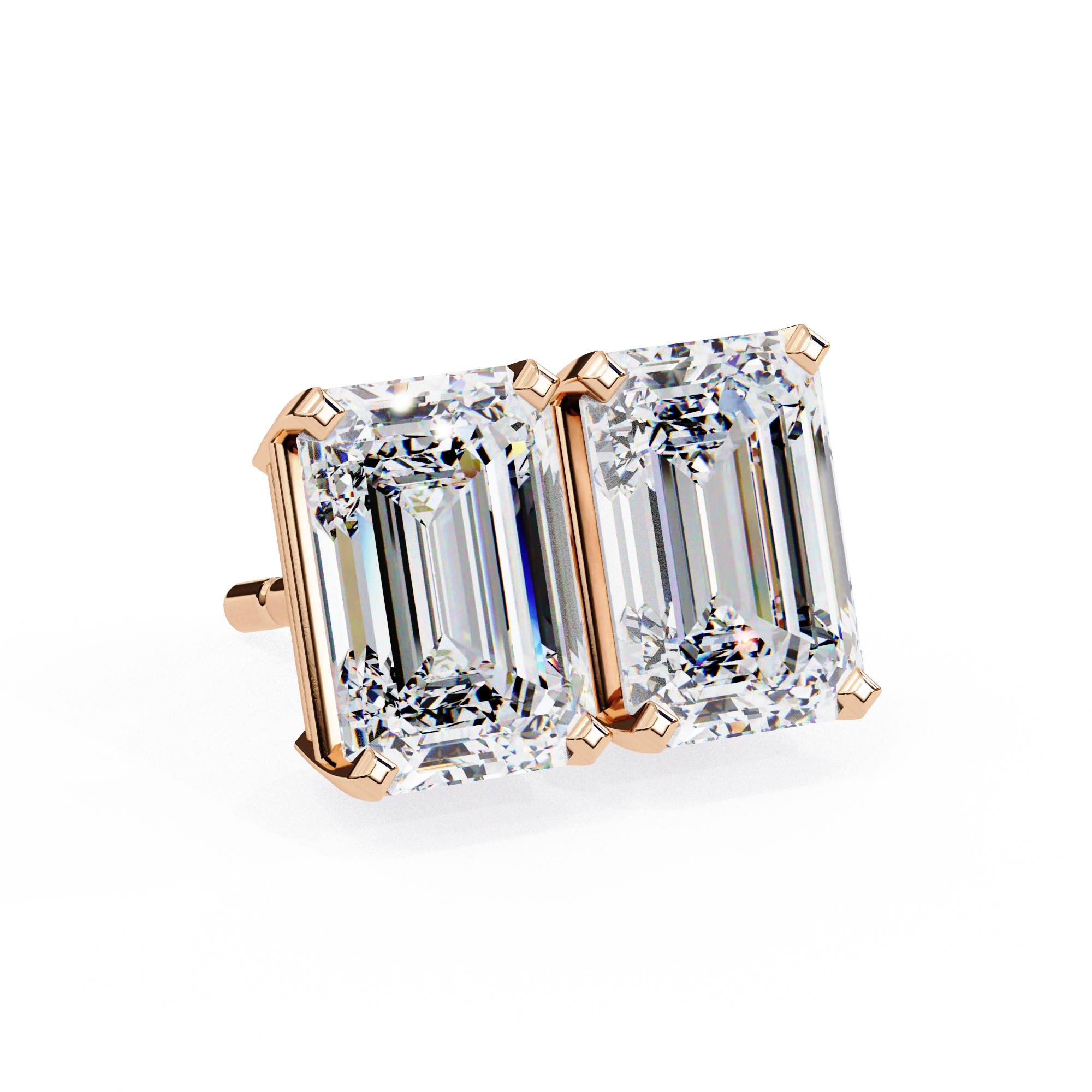 3 Carat Emerald Stud Earrings Lab Grown Diamond