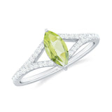 3 Carat Marquise Peridot Gemstone Split Shank Ring In White Gold