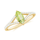 3 Carat Marquise Peridot Gemstone Split Shank Ring In Yellow Gold