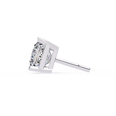 3 Carat Princess Cut Lab Diamond Stud Earrings In White Gold