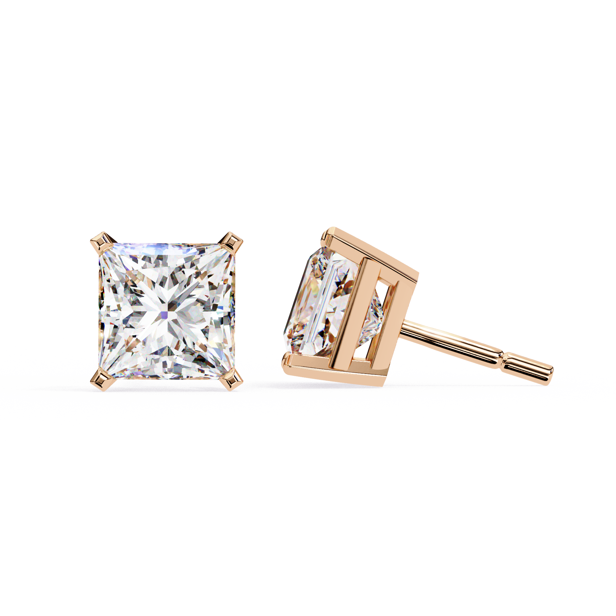 3 Carat Princess Cut Lab Diamond Earrings