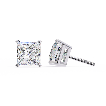 3 Carat Princess Cut Lab Diamond Stud Earrings In White Gold