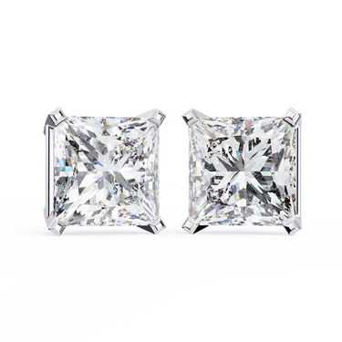 3 Carat Princess Cut Lab Diamond Stud Earrings In White Gold