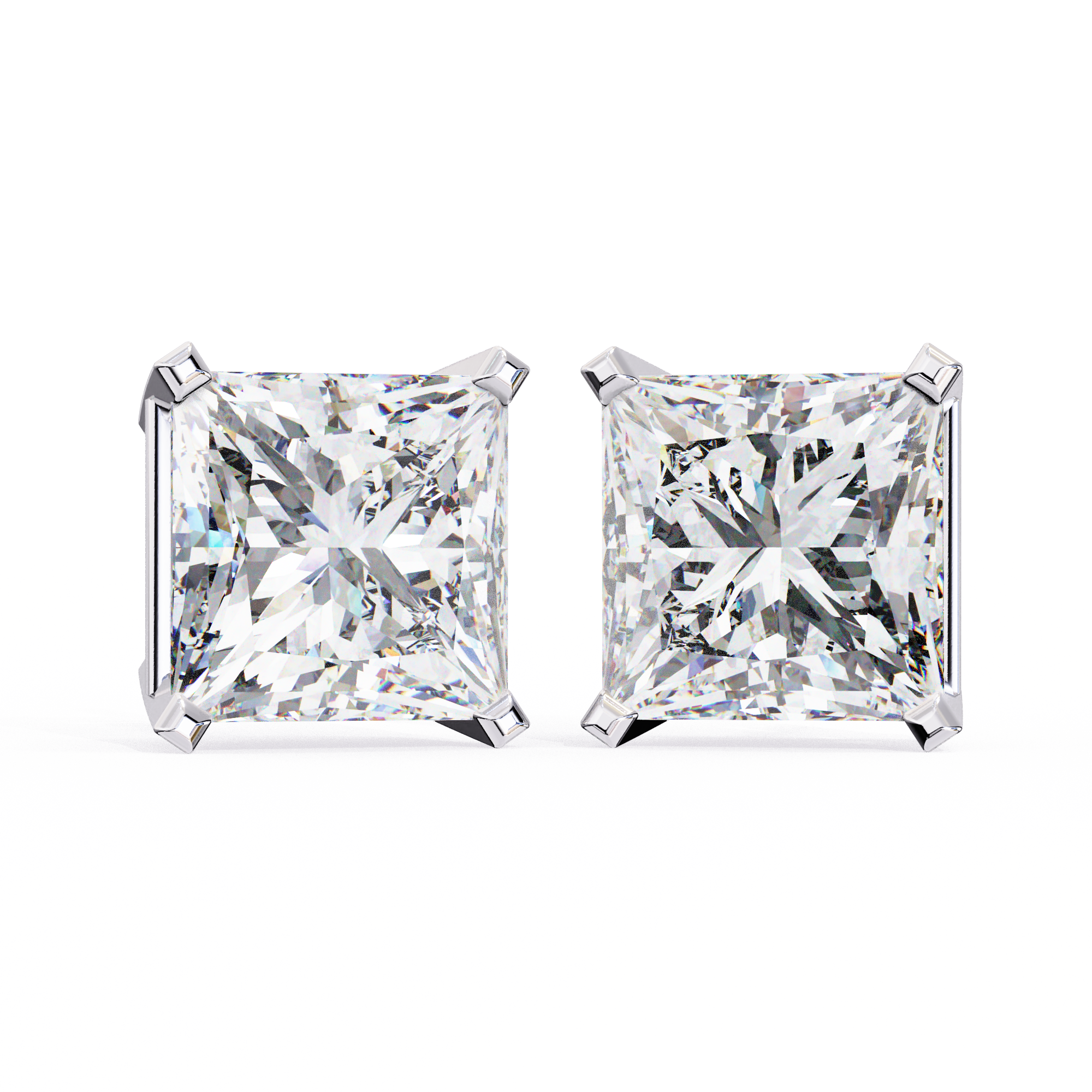 3 Carat Princess Cut Lab Diamond Earrings