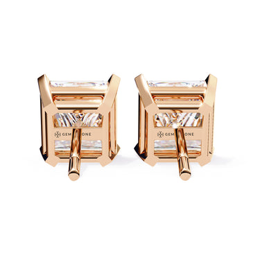 3 Carat Princess Cut Lab Diamond Stud Earrings In Rose Gold